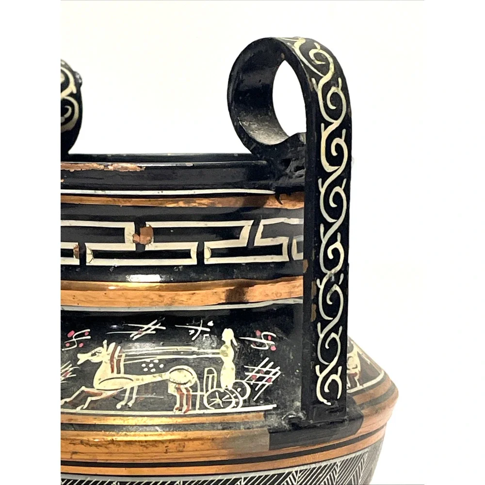 Greek Amphora Vase Hand Made in Greece Copper Black Urn 6